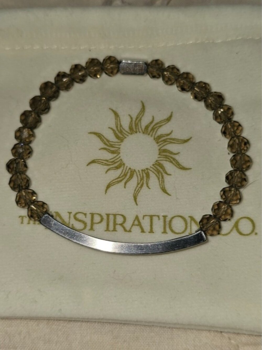 Inspiration Co. Smoky Bead Silver Bar Bracelet